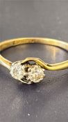 18ct Gold 2 diamond ring set in platinum Weight 2.