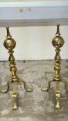 Pair of brass fire dogs
