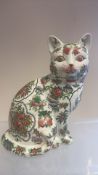 Chinese famille-rose porcelain cat figurine