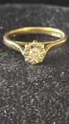 9ct Gold ring set with illusion cut solitaire diam