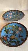 Pair of Meiji Japanese cloisonné enamel chargers (diameter 30.5cm and 41cm)