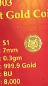 2003 Singapore Lunar Goat $1 Gold Coin