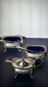Silver cruet set with spoons & liners Total weight