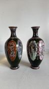 Pair of cloisonné enamel dragon-and-phoenix vases (height 25cm)