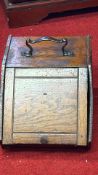 Oak coal scuttle with iron handle