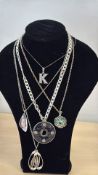 Collection of white metal chain & pendants