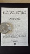 2007 Canadian $5 Silver Maple Leaf bullion coin, 1 oz fine silver