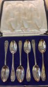 Cased set of silver spoons Weight 67g