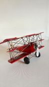 Metal red baron aeroplane