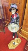 Halloween Skeleton Butler Decoration with Tray and Coffin Accessory