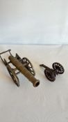 Pair of miniature metal field cannons