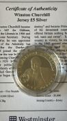 Jersey £5 Silver Coin â€“ Sir Winston Churchill, Great Britons Series