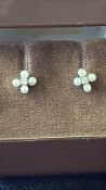 9ct White gold earrings set with pearl with diamon