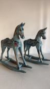 2 wooden rocking horses