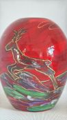 Anita Harris leaping deer vase signed in gold