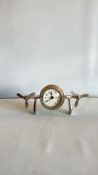 Nickel-plated aeroplane form desk clock