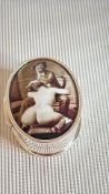Silver & enamel erotic pill box