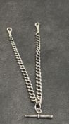Silver double albert watch chain