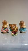 Set of 3 Pendelfin hand-painted stonecraft rabbit figurines: two “Rosa” tambourine-playing does in