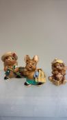 Set of 3 Pendelfin hand-painted stonecraft rabbit figurines – “Tripper”, “Tidypatch” and “Jacky” –