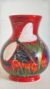 Anita Harris dragonfly vase signed in gold