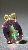 9ct White gold pendant set with mystic topaz Weigh