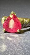 9ct Gold ring set with heart cut tourmaline & diam