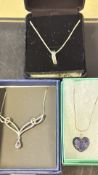 3x Silver pendants & chains