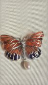 Silver butterfly brooch