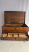 Victorian oak portable chest with drawer
