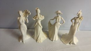 Set of 4 Coalport In Vogue bone china lady figurines