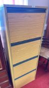 Four-drawer oak-effect filing cabinet