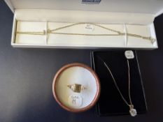 Gold on silver jewellery - ring, chain & pendant &