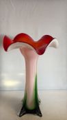 Murano-style cased art glass trumpet vase