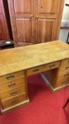 Oak twin-pedestal desk