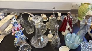 Group of cut crystal ware and porcelain figurines, Royal Worcester & NAO