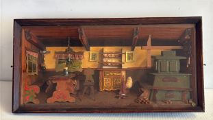 Tyrolean Chalet Interior Diorama Shadow Box