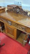 Carved oak hall table, late Victorian