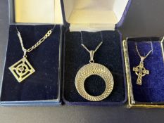 3 Silver chains & pendants