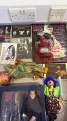 Group of Hammer Films Dracula figure, lobby cards, clown display and puppets