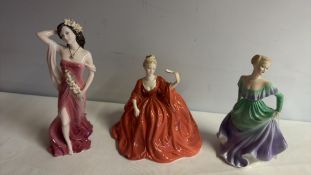Set of 3 Coalport bone china figurines: 'Ruby', 'Madeleine' and 'Stella'