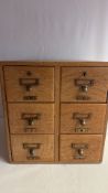 Oak eight-drawer card index cabinet