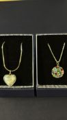 2 x Silver & Murano glass pendants & chains