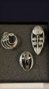 3x Rennie mackintosh silver brooches