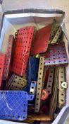 Box of vintage Meccano metal construction parts