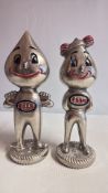 Pair of chrome Mr & Mrs drip figures