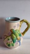 Clarice Cliff moulded parrot relief jug