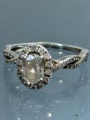 Diamond ring central oval diamond approx 1.5ct sur