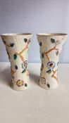 Pair of Arthur Wood English earthenware blossom-relief vases
