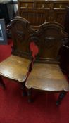 Pair of Gothic Revival oak side chairs